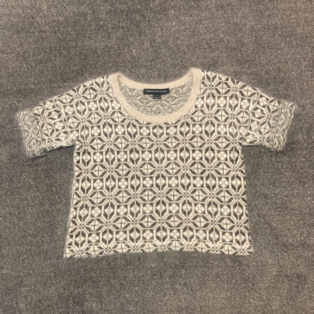 French Connection Women's Short Sleeve Crop Pullover Sweater in Brown Size Small